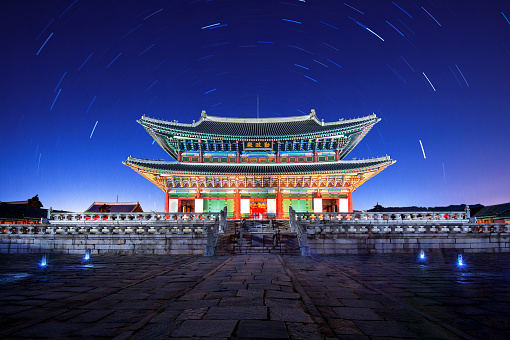 Gyeongbokgung Palace at night in seoul,Korea.