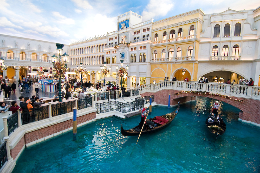 Gondola ride inside The Venetian Hotel & Casino, Las Vegas, Nevada, USA